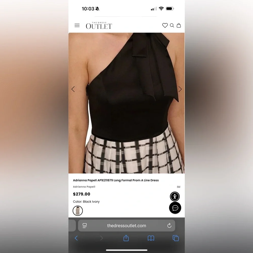 NWT- Adrianna Papell Long Formal Prom A-Line Dress BLACK & WHITE /size 10 - NEW - Picture 9 of 12